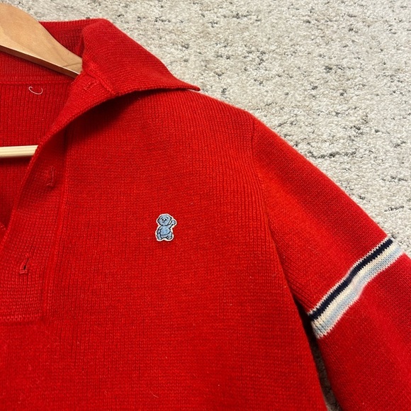 Rossignol M-L vintage wool sweater with tiny bear logo one striped sleeve EVC - Picture 8 of 16